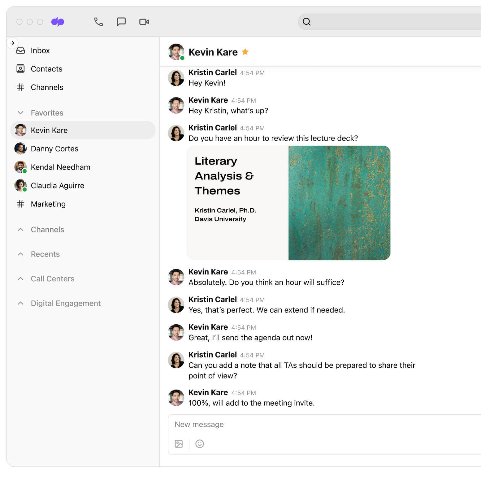Screenshot of Dialpads direct messaging feature
