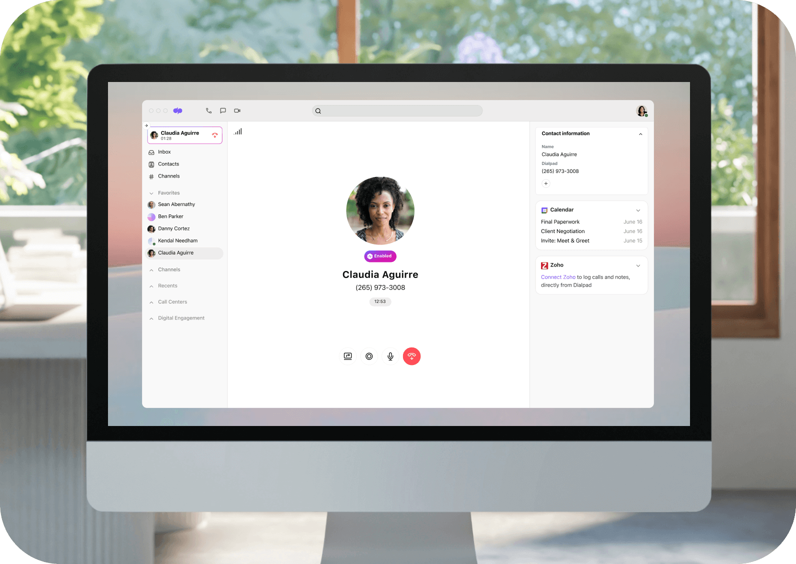 Screenshot of Dialpads integration with Zoho