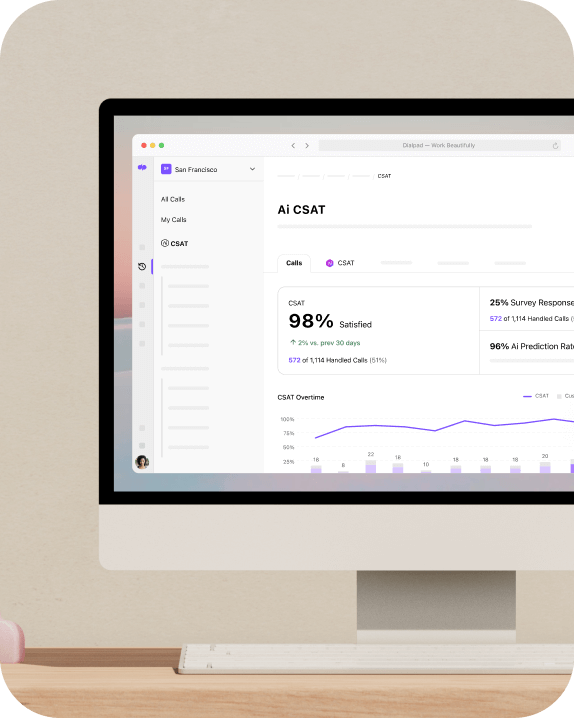 Screenshot of Dialpads predictive Ai CSAT feature