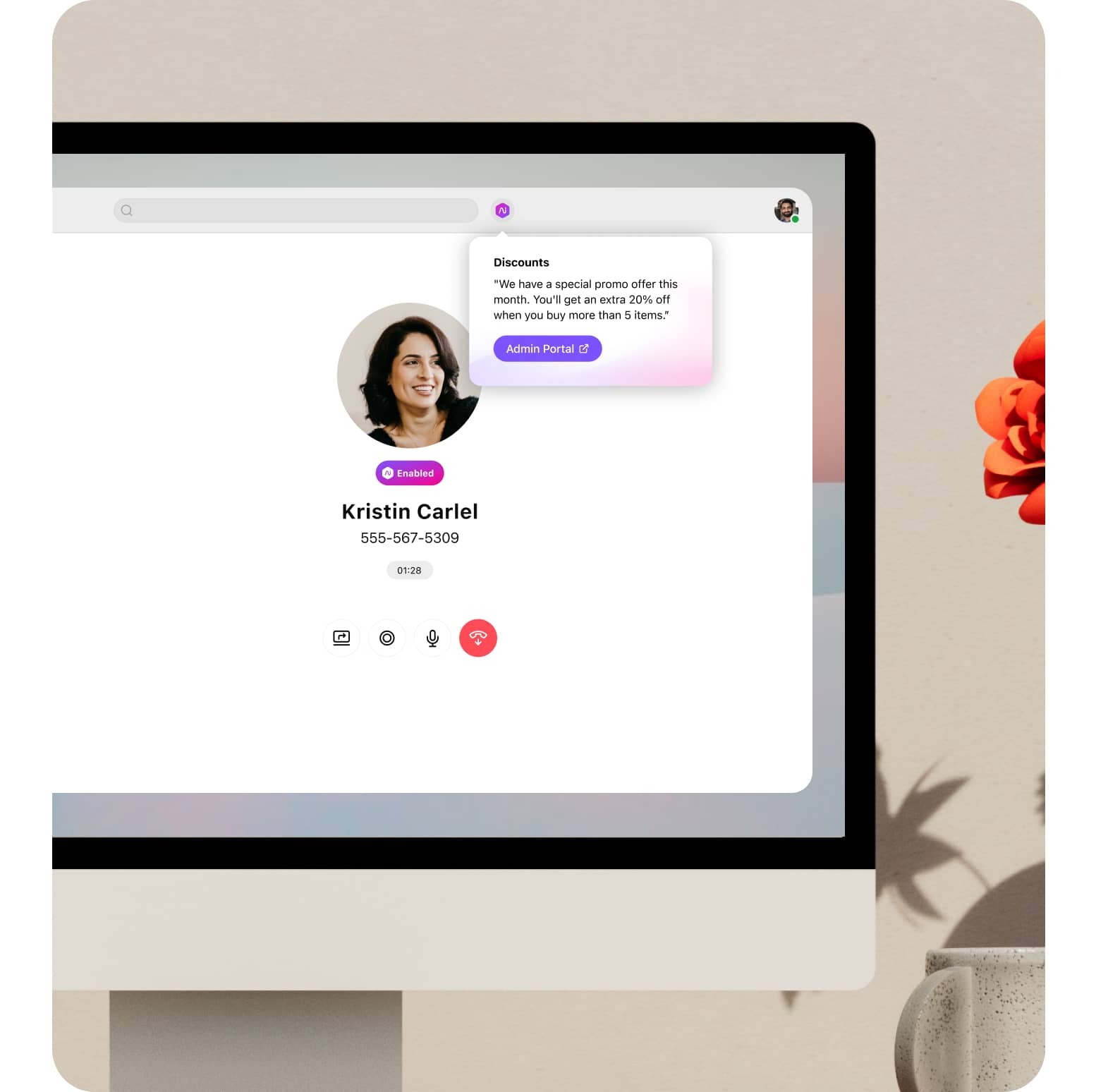 Screenshot of Dialpad’s real time assist card feature popping up helpful notes for an agent or rep when a tricky question comes up on a call