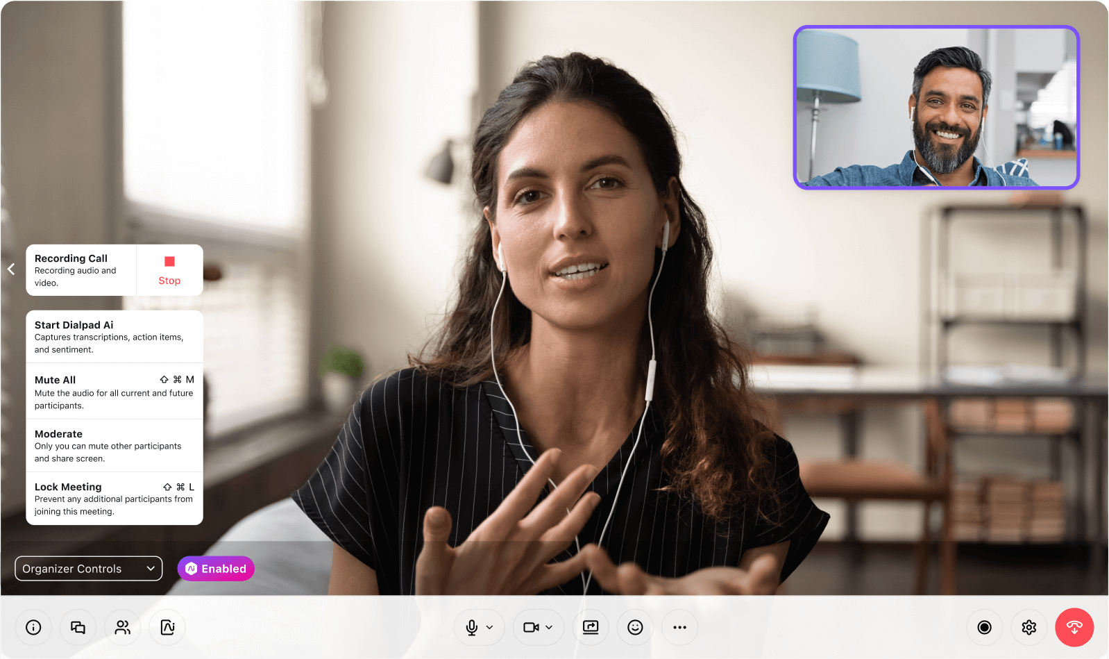 Screenshot of a video call being recorded in Dialpads desktop app Knock out Recruiting