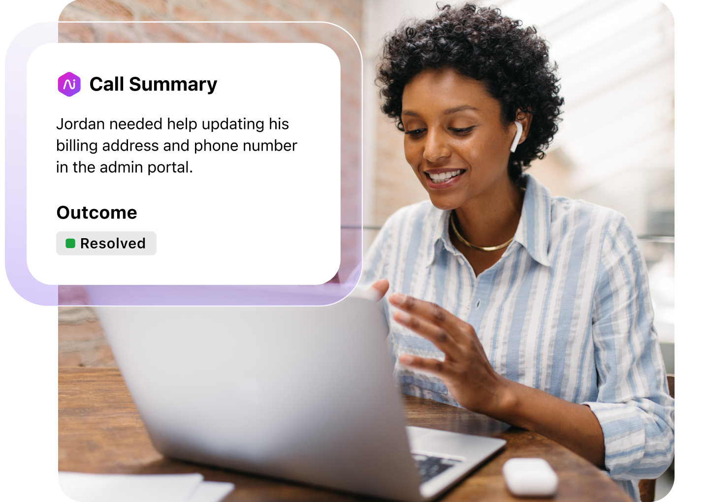 Screenshot of call summary and the outcome AI SEM Landing page