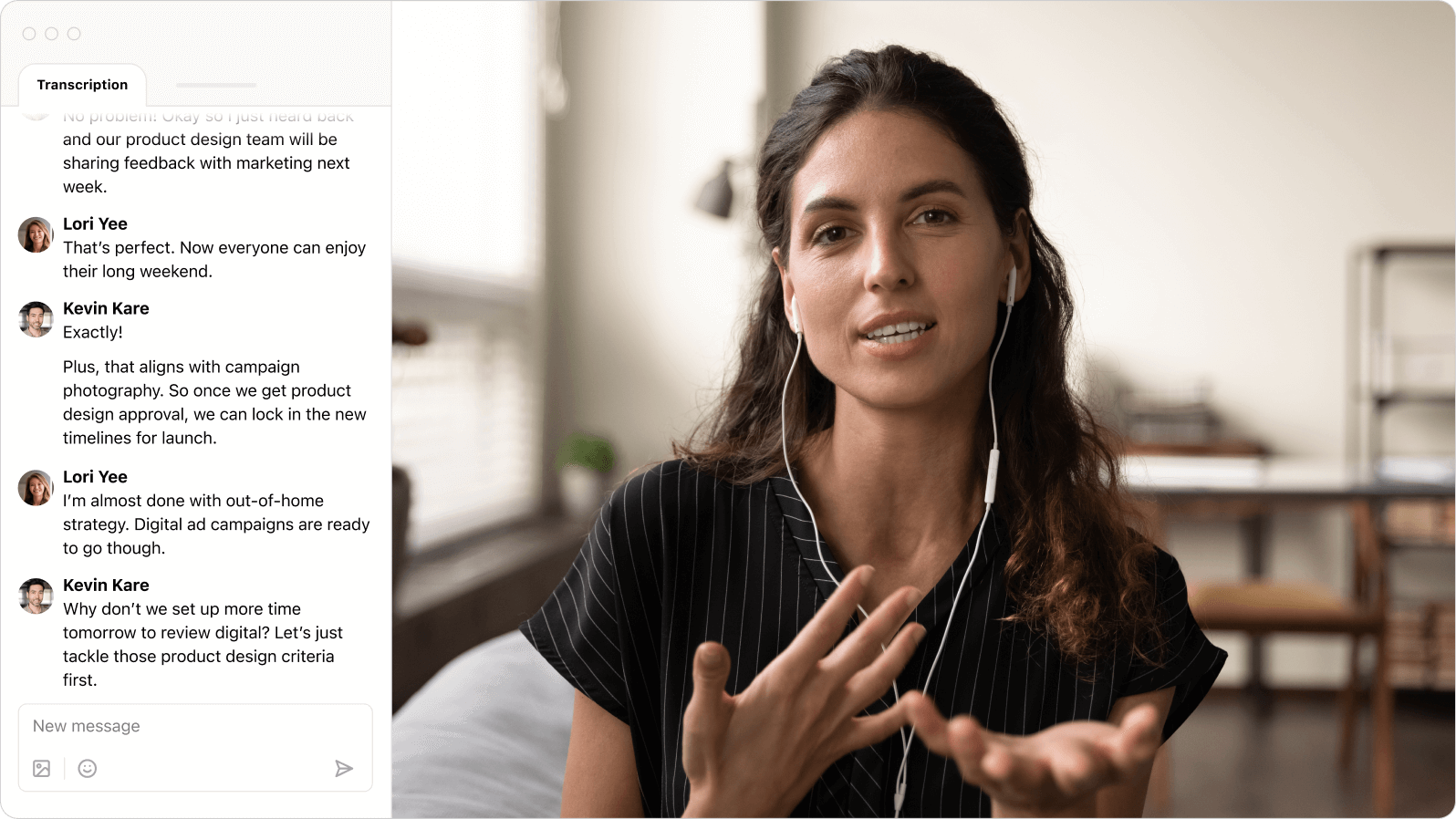 Screenshot of the live transcription of a video made call on Dialpad