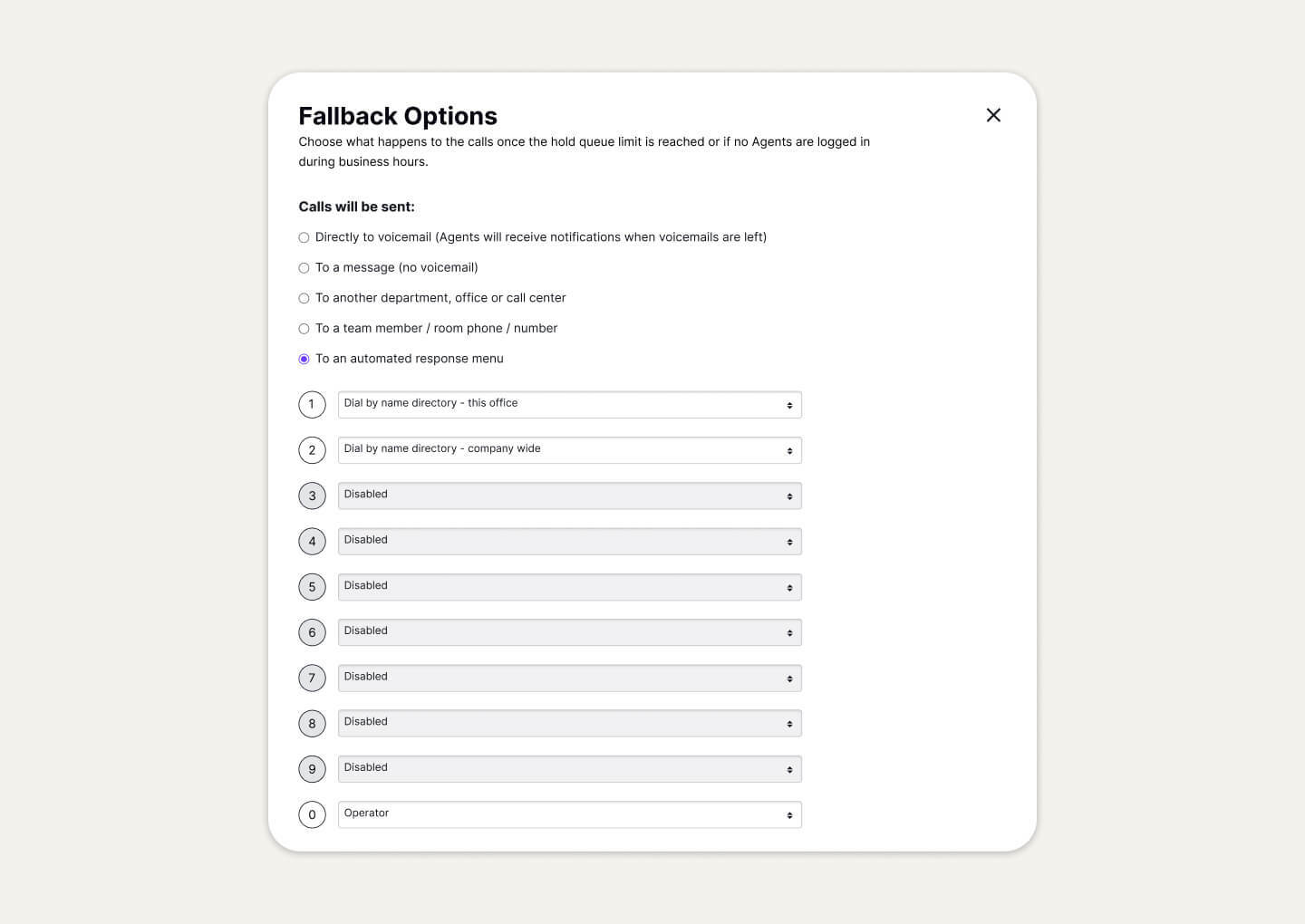 Single Item Card Fallback Options