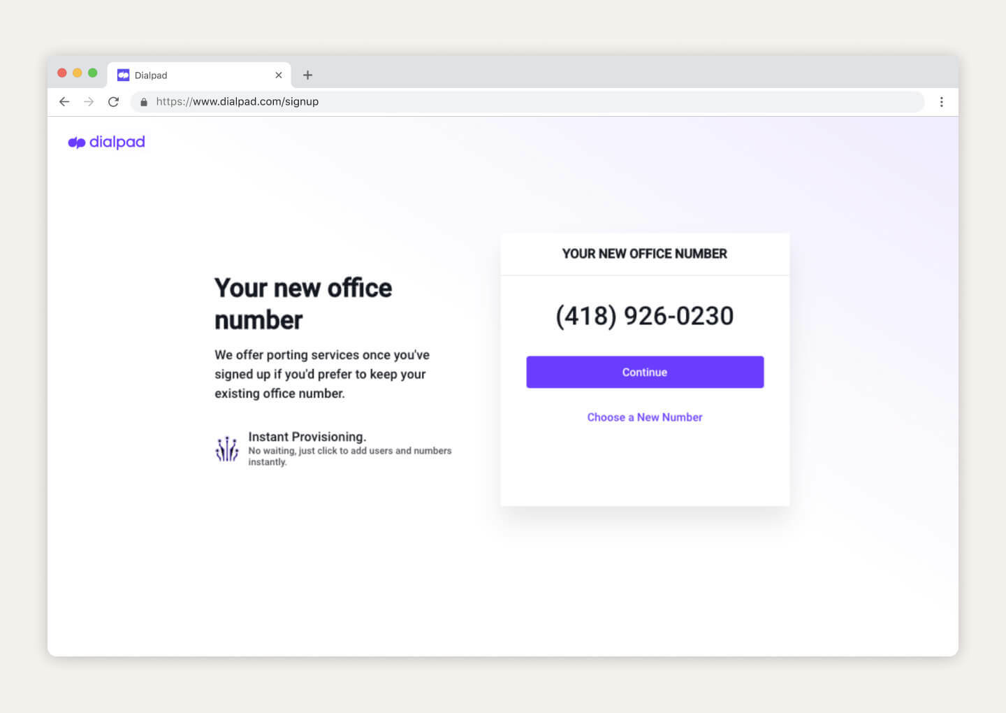 Single Item Card new phone number setup