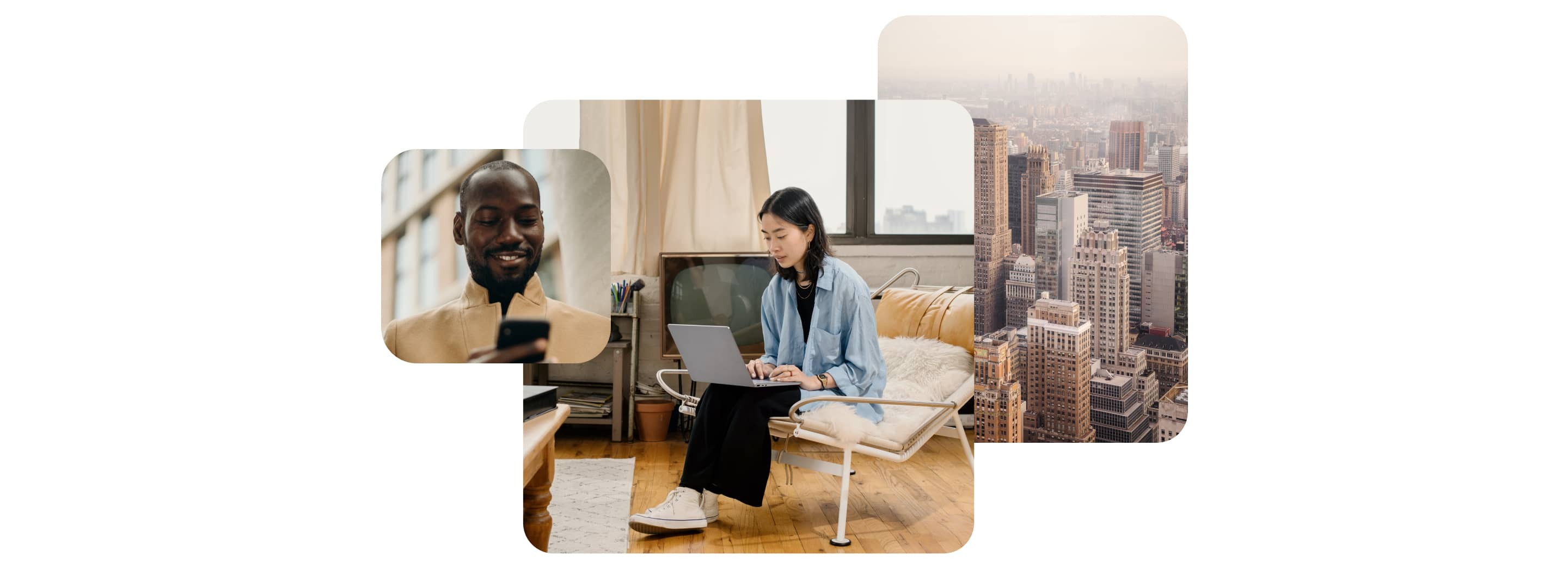 Two people using their devices