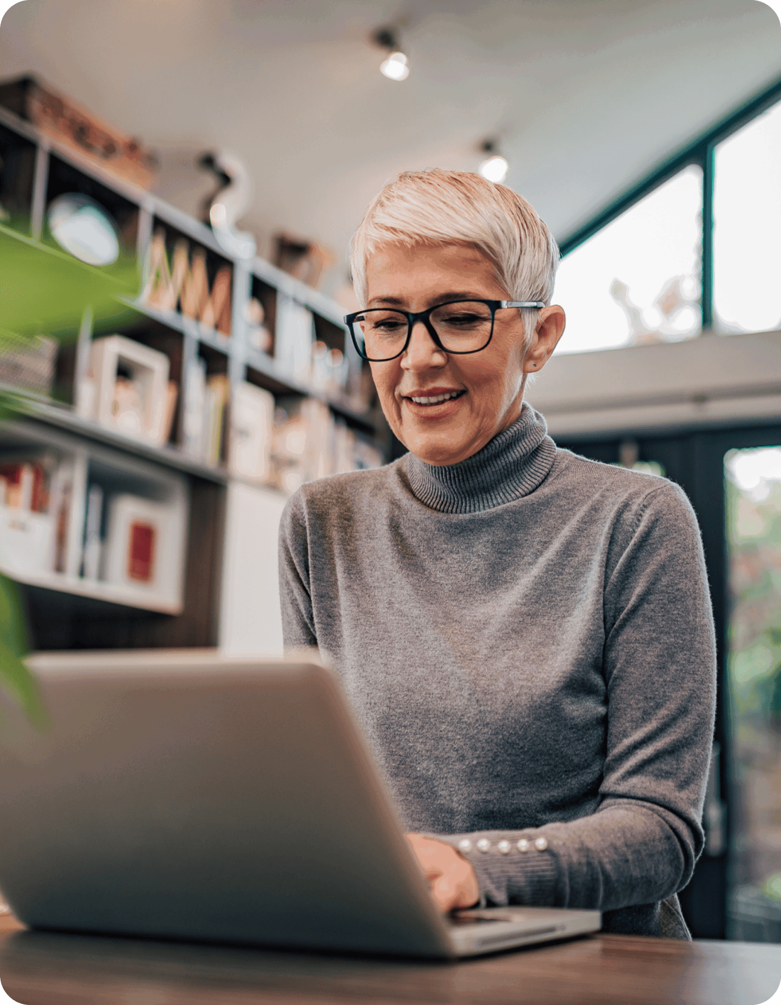 Woman using her laptop