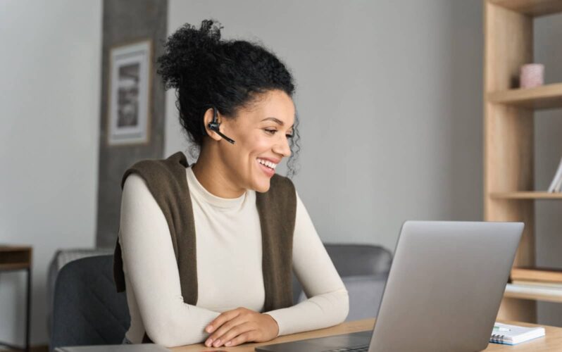 A woman using her laptop