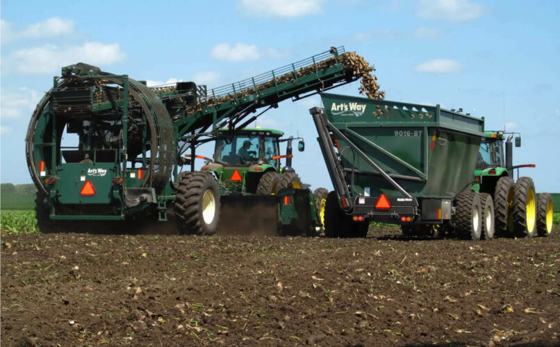 Two agricultural machineries