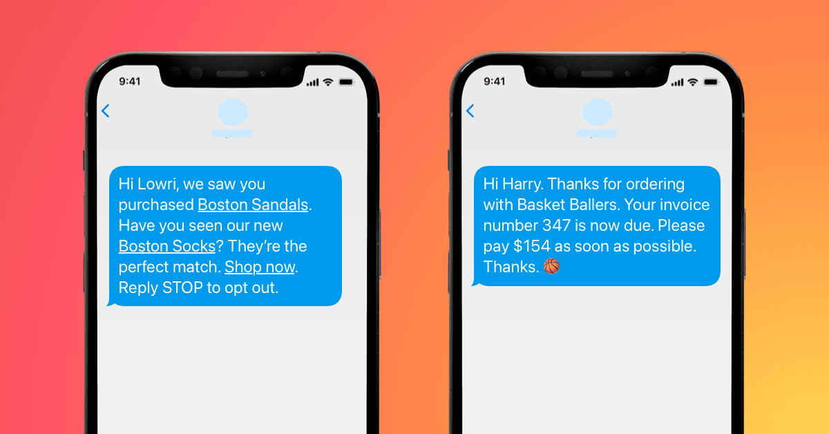 Automated text messages ecommerce store