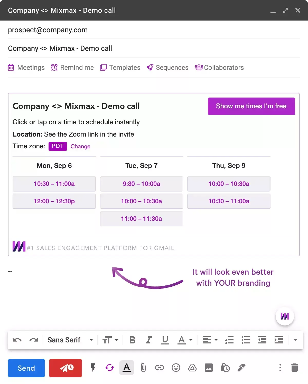 Easily share your availability with prospects