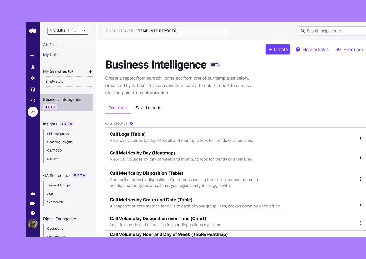 Business intelligence single item card