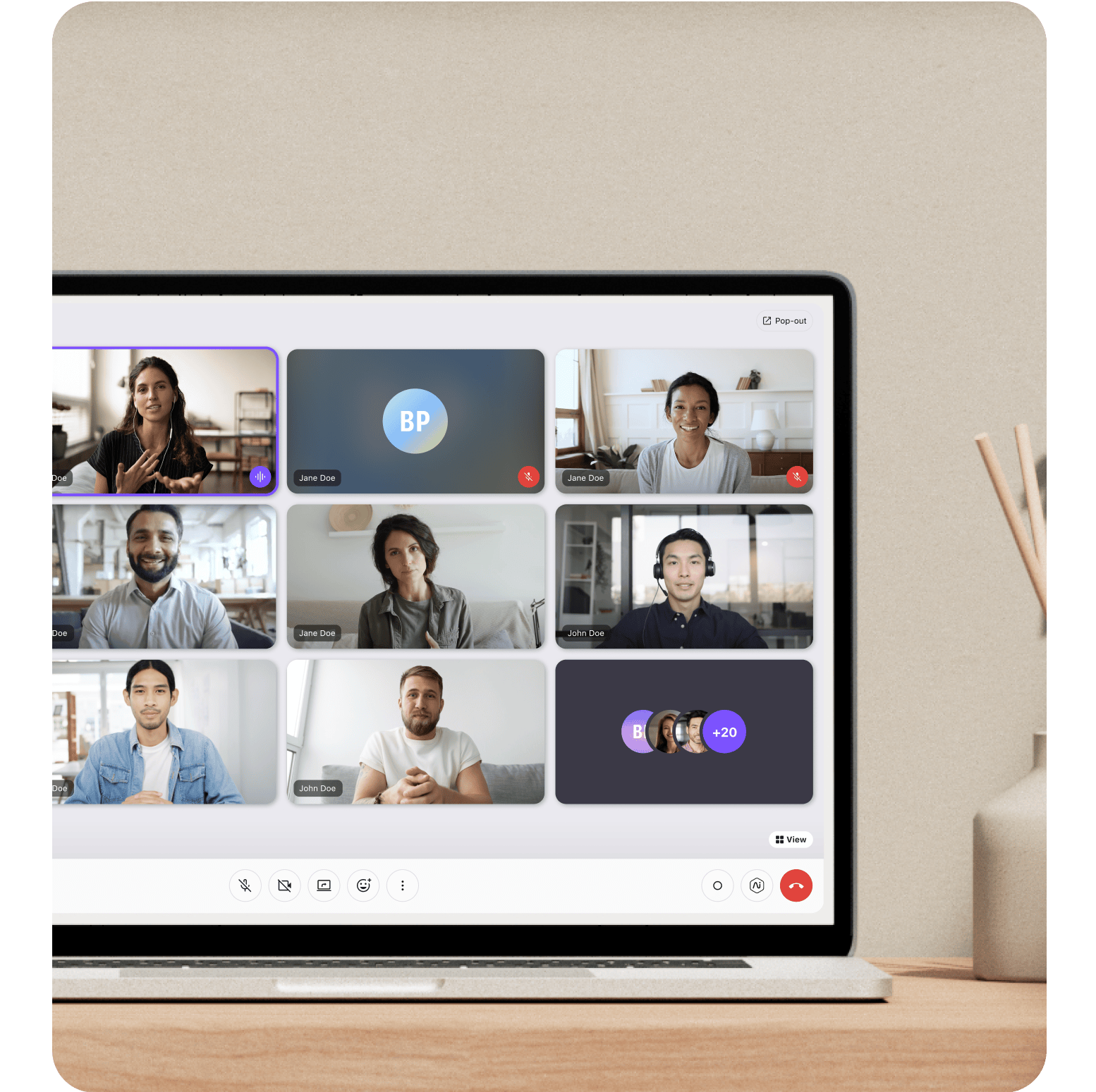 Dialpad ai meetings ongoing call in grid view