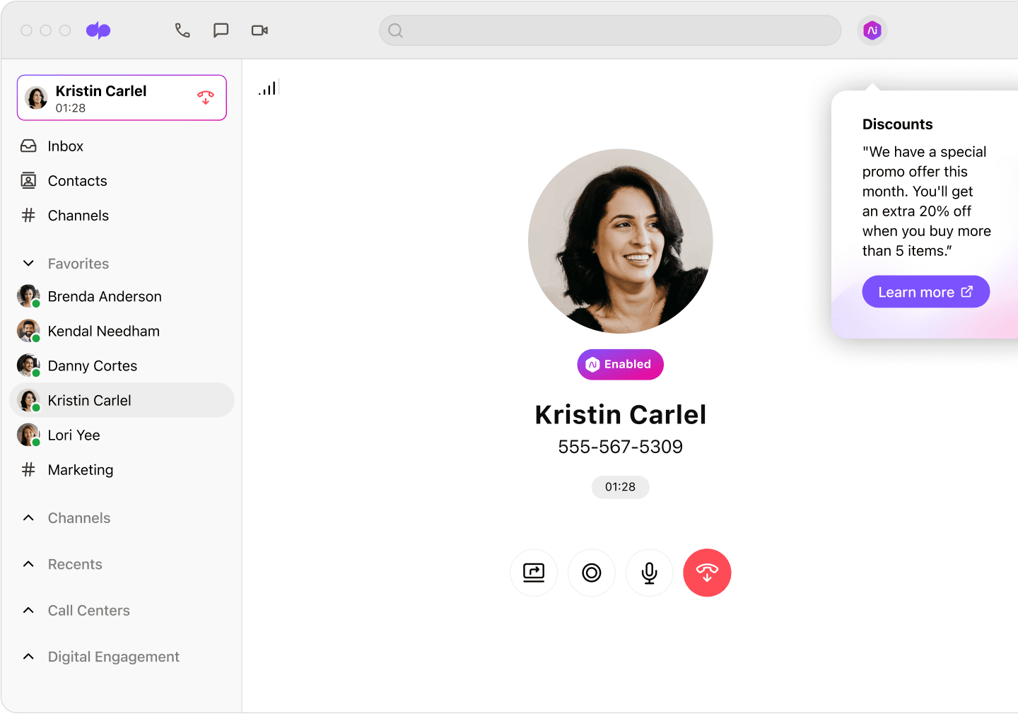 Dialpad - Interface utilisateur du contact center optimisé par l'IA et engagement client