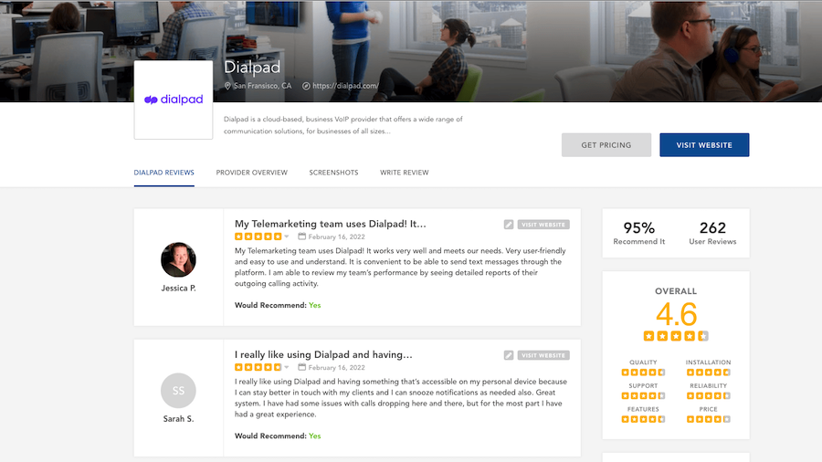 Dialpad reviews from getvoip