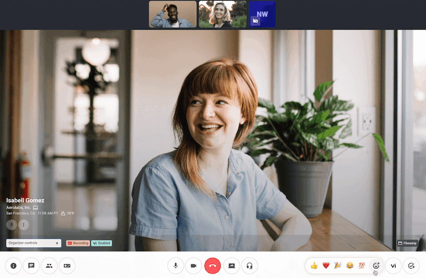 Emoji reactions in dialpad meetings blog size