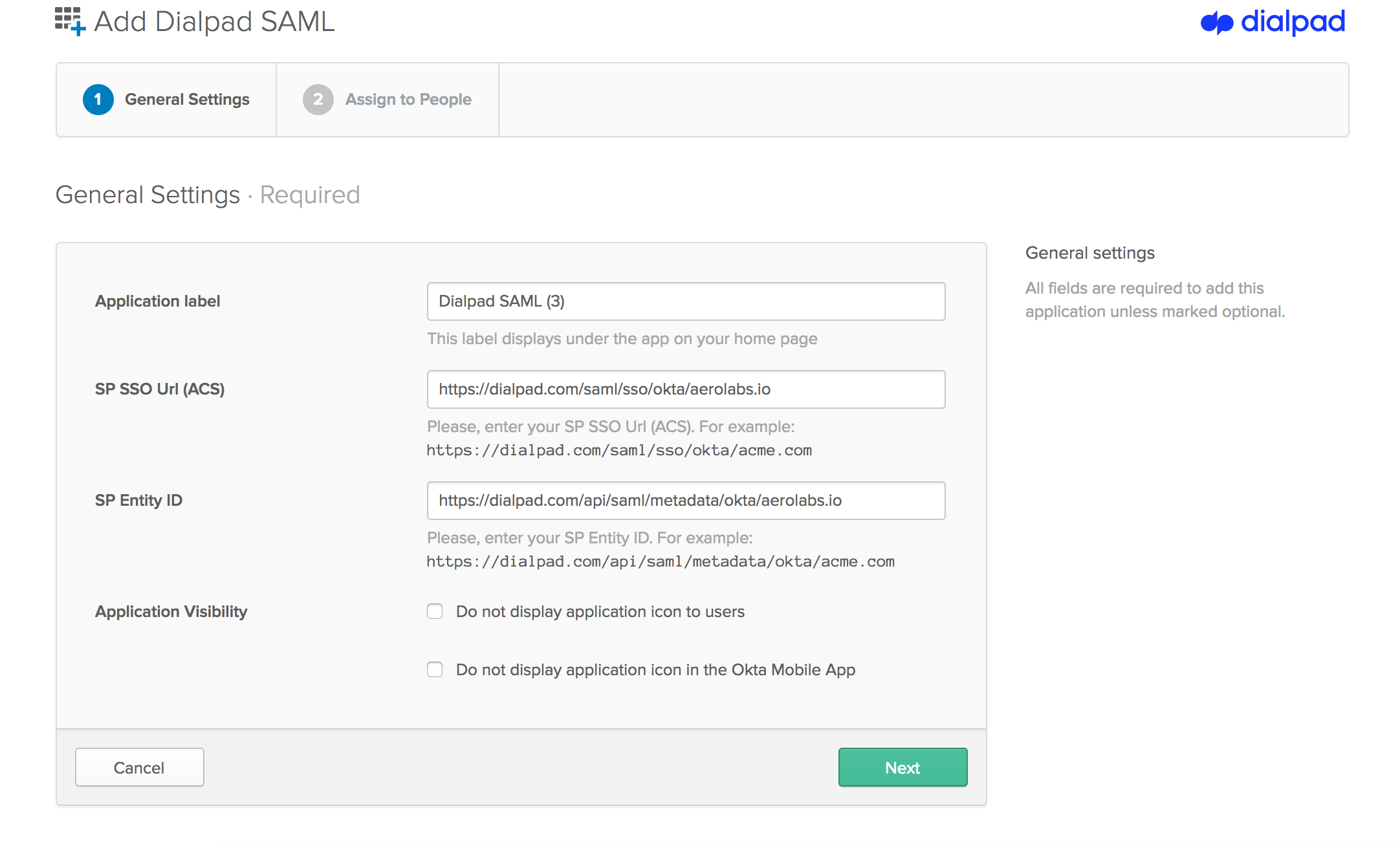 Dialpad Okta Deployment updated logo