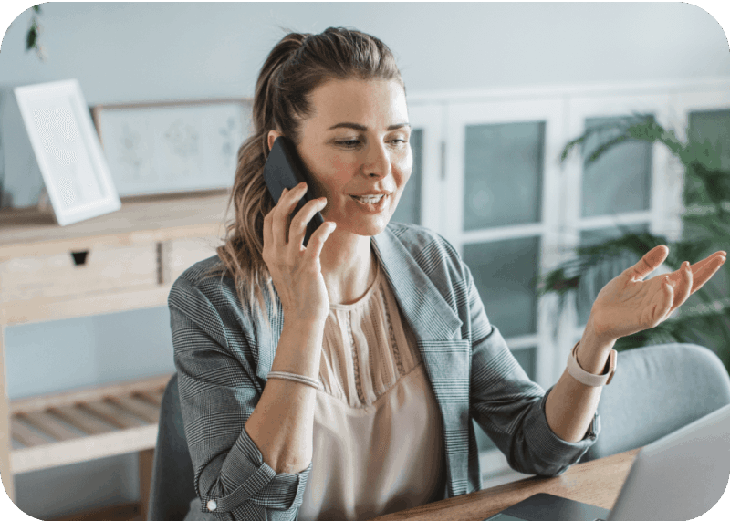 Hybrid work business communications on mobile and computer
