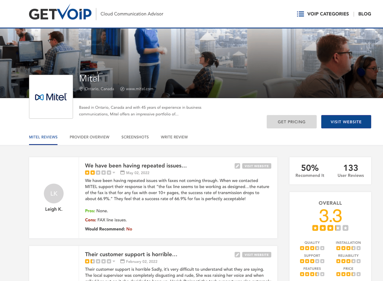 Mitel reviews from getvoip