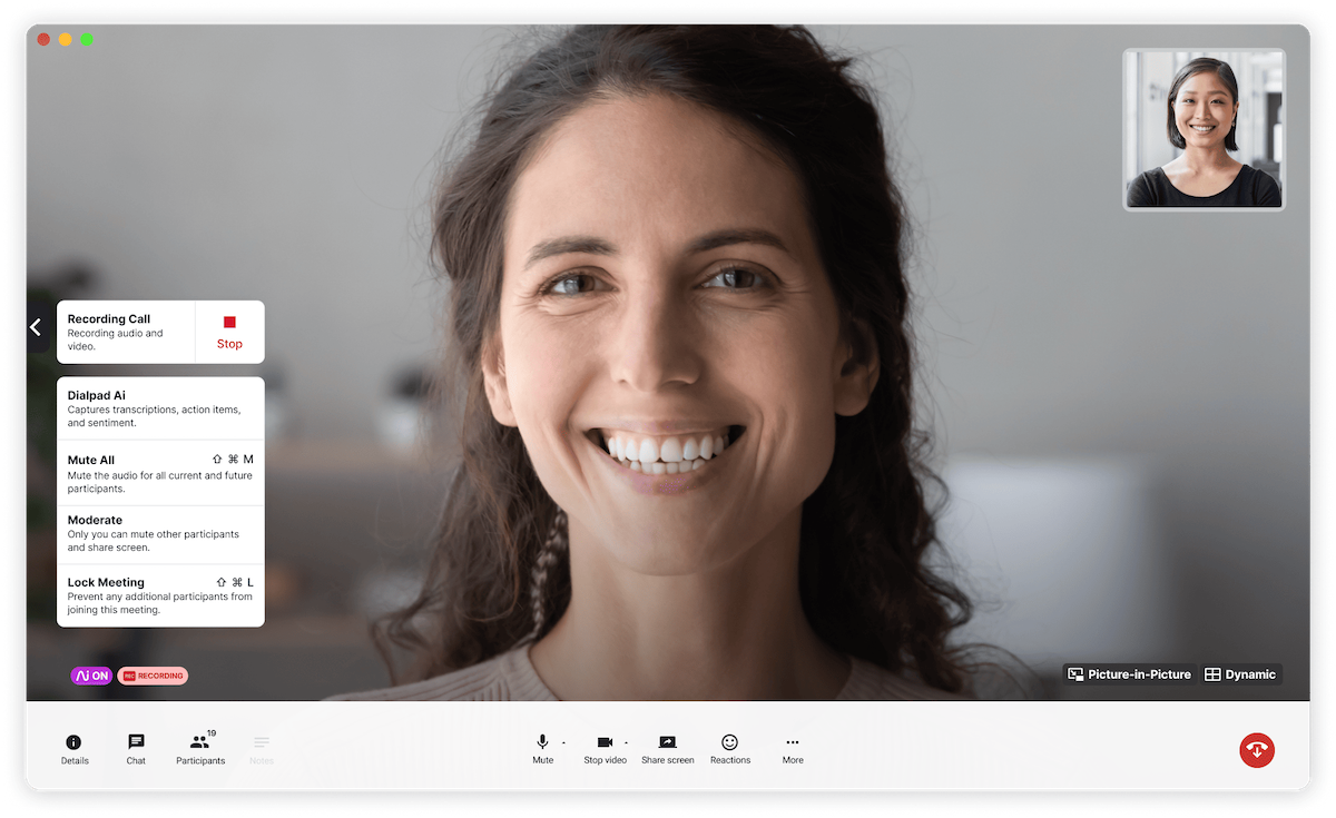 Recording a video meeting in dialpad