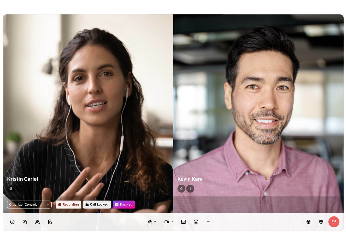 Screenshot of an ongoing video conference