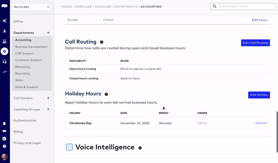 Setting call routing rules in dialpad