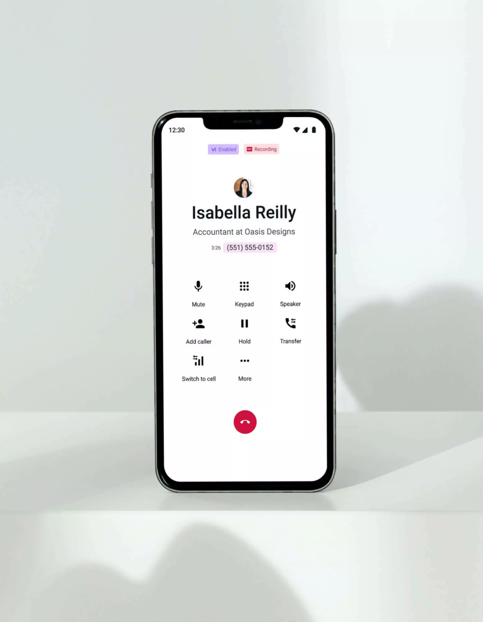 Cell phone showing a call from a 551 area code number being received on Dialpad's app