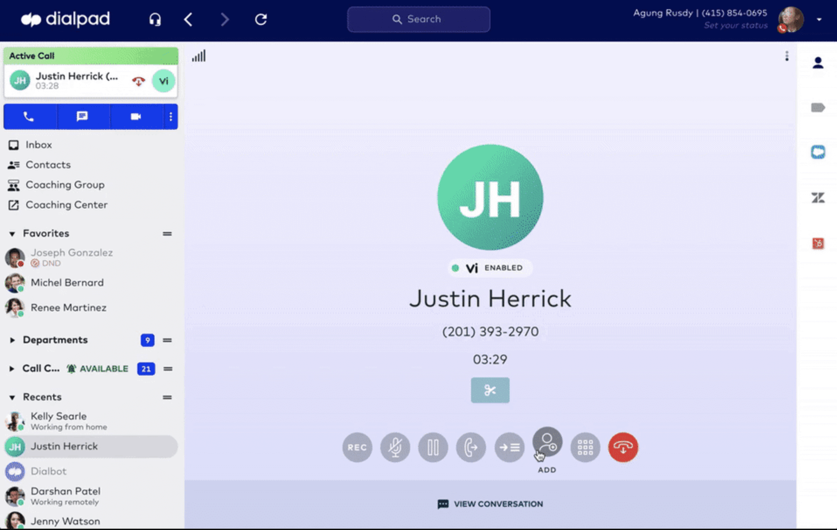 add caller in dialpad