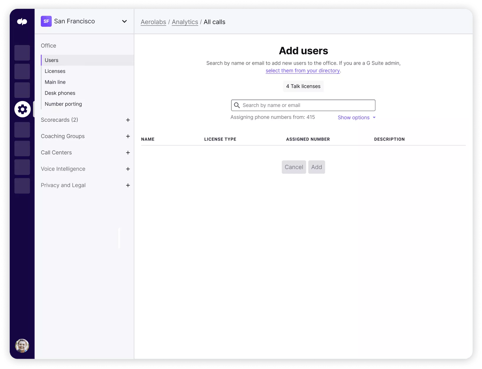 Adding new users from Dialpad's online dashboard