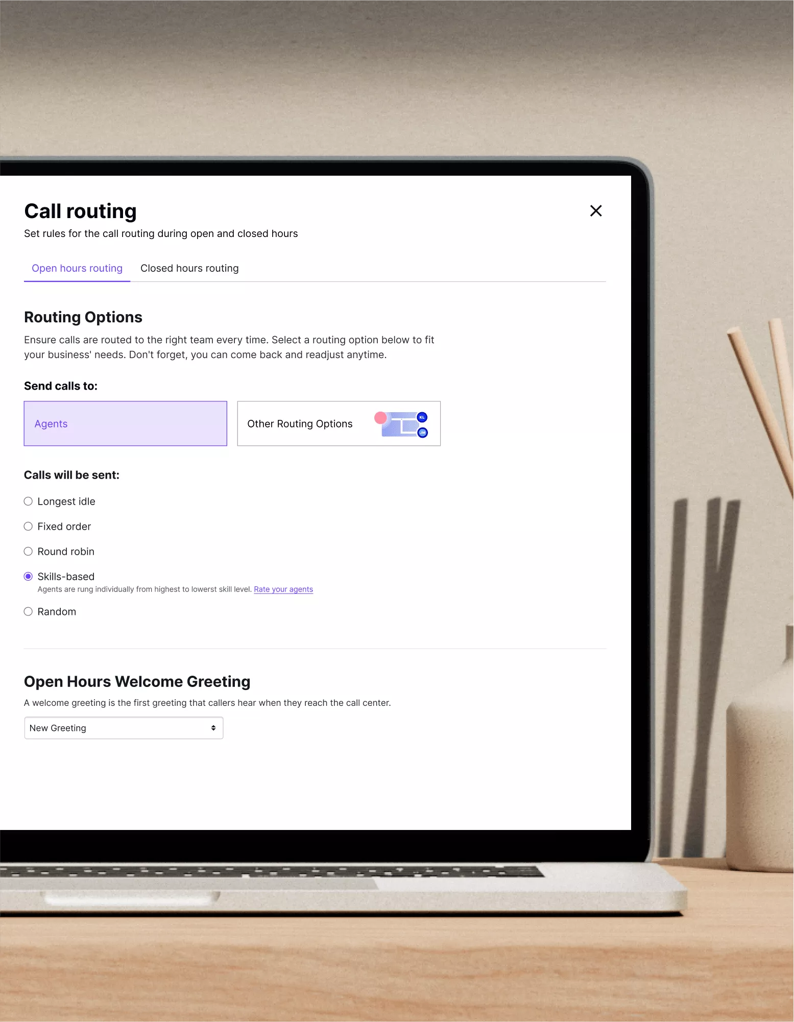 Computer monitor showing Dialpad's virtual receptionist user interface