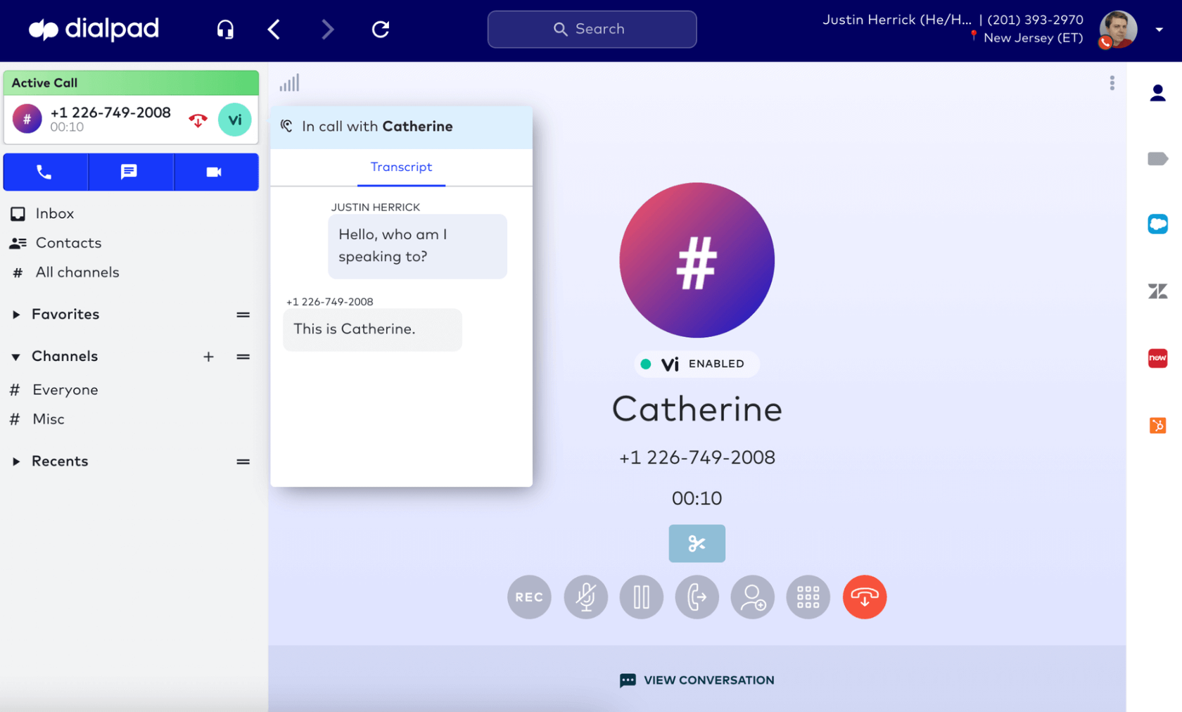 real time transcription in dialpad