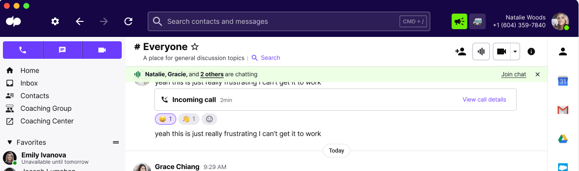 Channel - Join ongoing Voice Chat in dialpad
