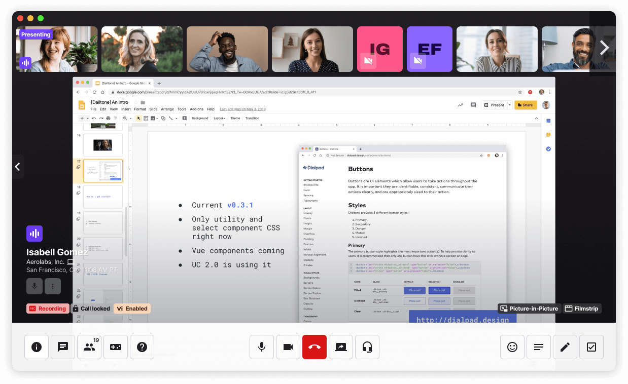 screen sharing in dialpad