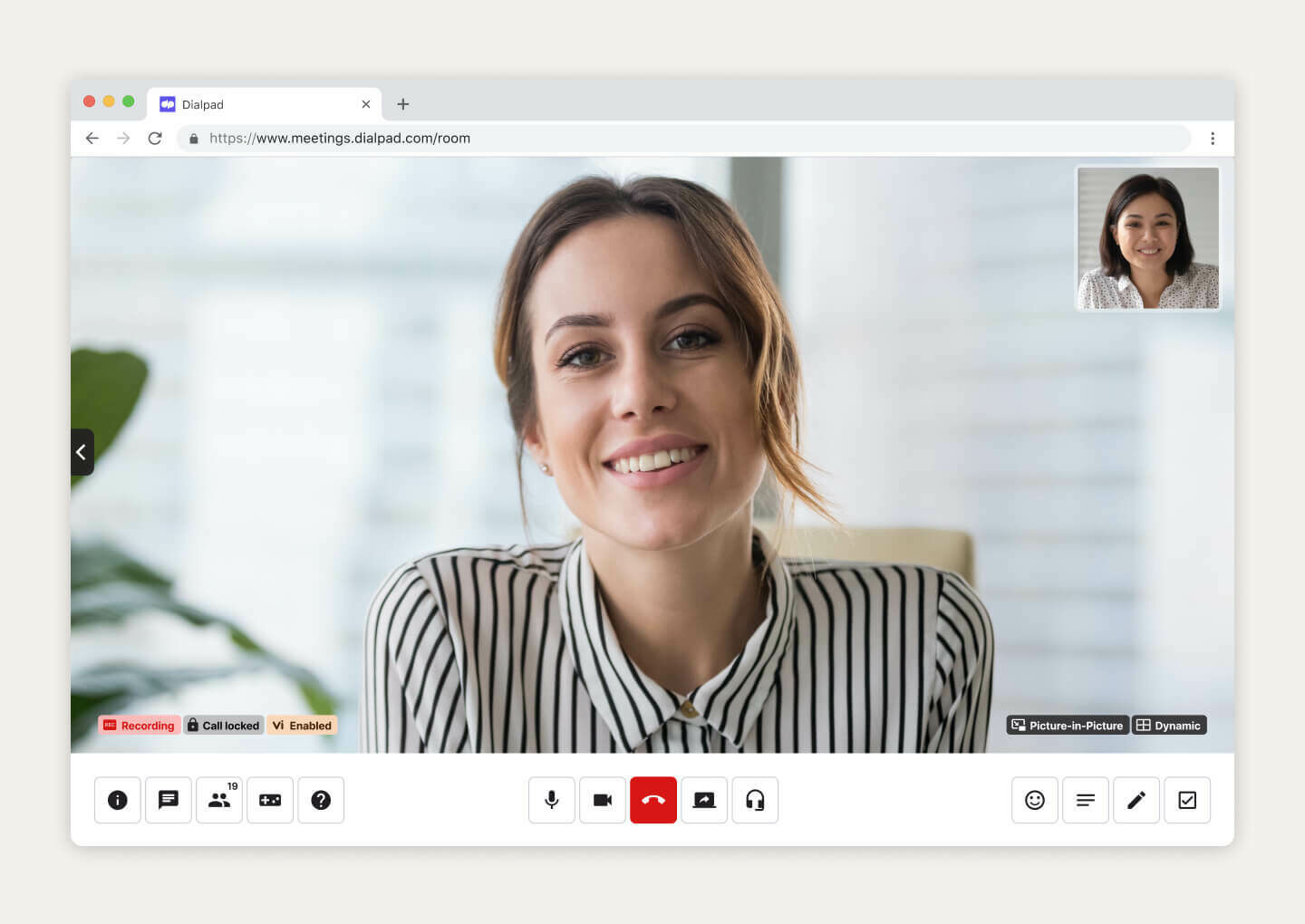 meeting in a web browser using dialpad