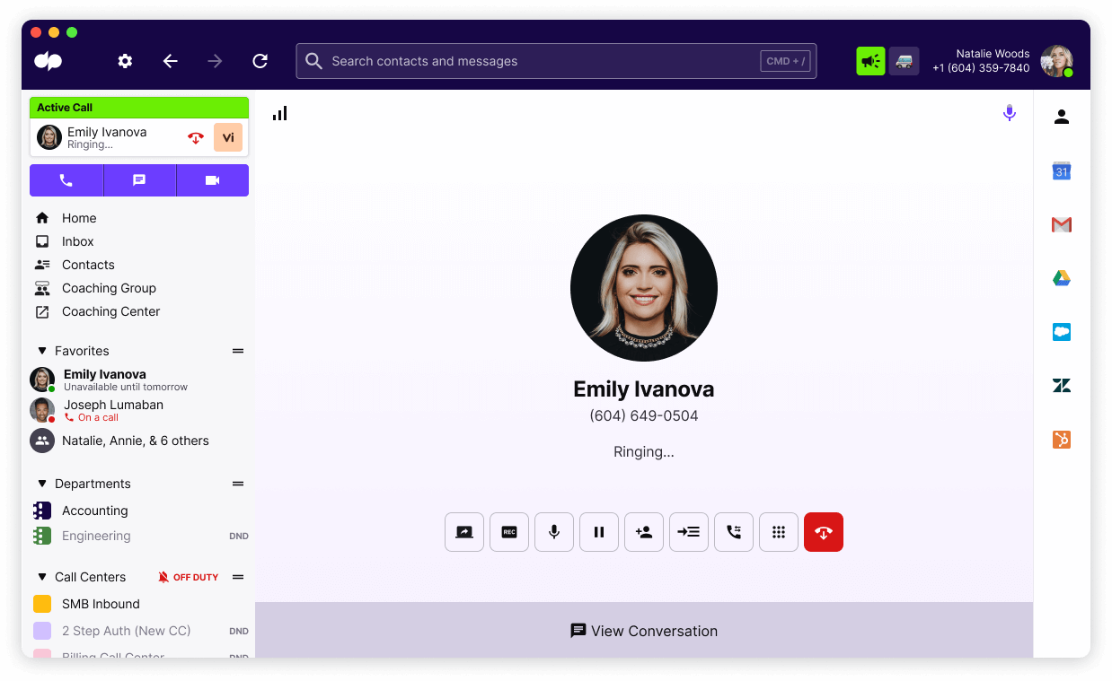 Outgoing Call in dialpad