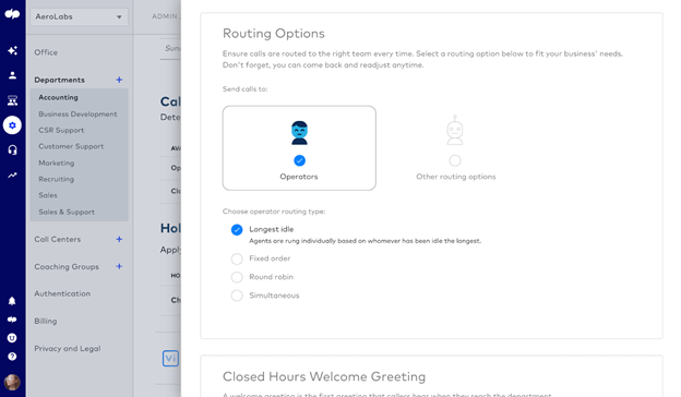 call routing options in dialpad contact center