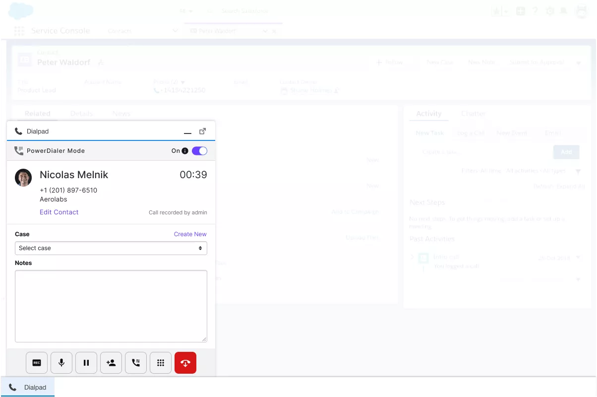 integracja Salesforce dialpad 