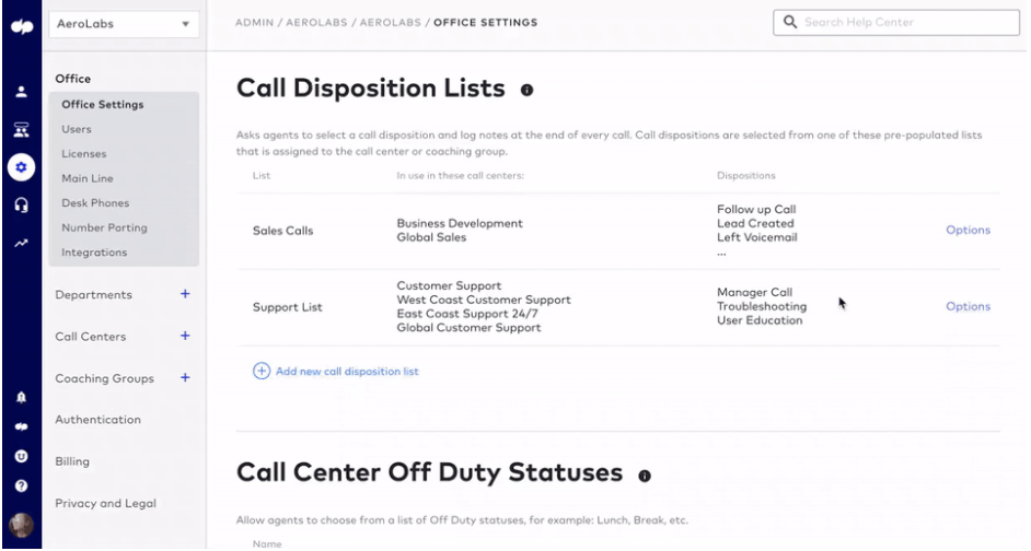 Call disposition