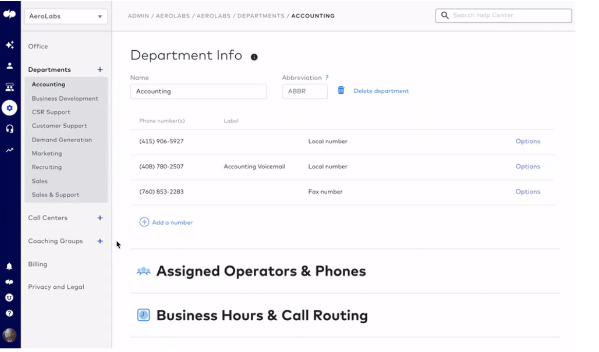 Department set up