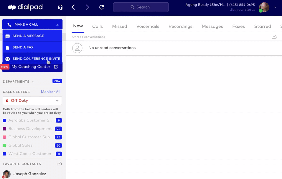 sending a conference call invite in dialpad