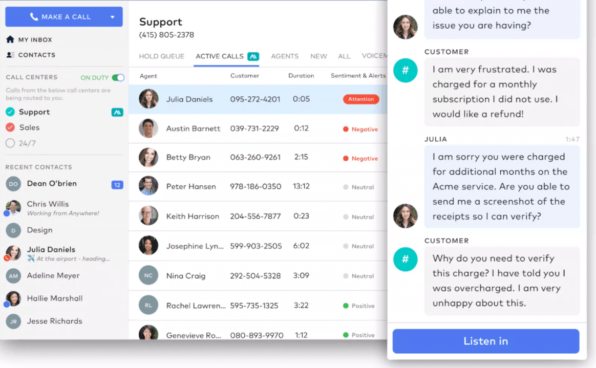 sentiment analysis using dialpad's voice intelligence