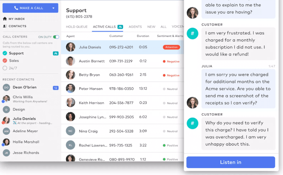 customer sentiment analysis in Dialpad contact center