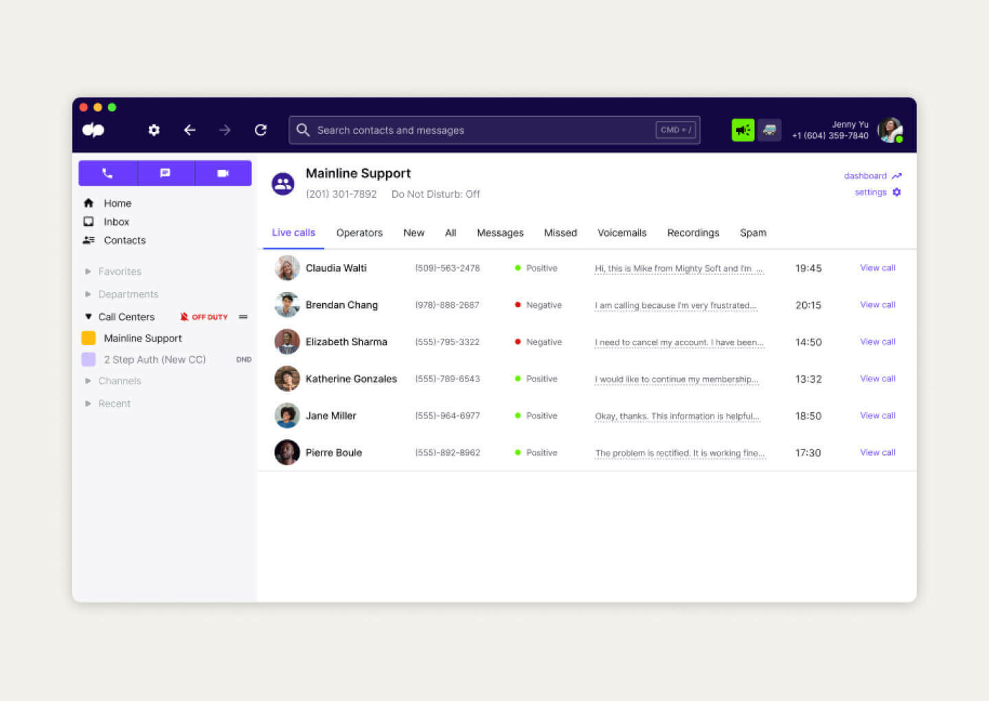 sentiment analysis in dialpad