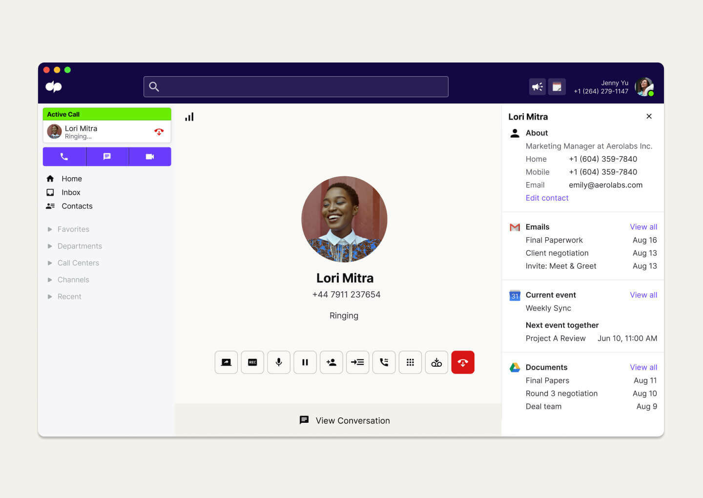 screenshot of dialpad's google workspace integration