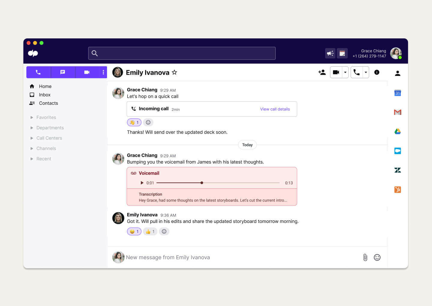 forwarding a voicemail message in dialpad's app