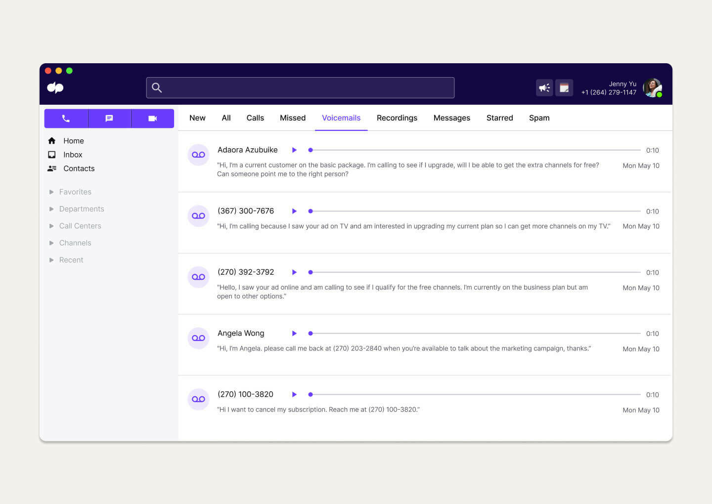visual voicemail feature in dialpad