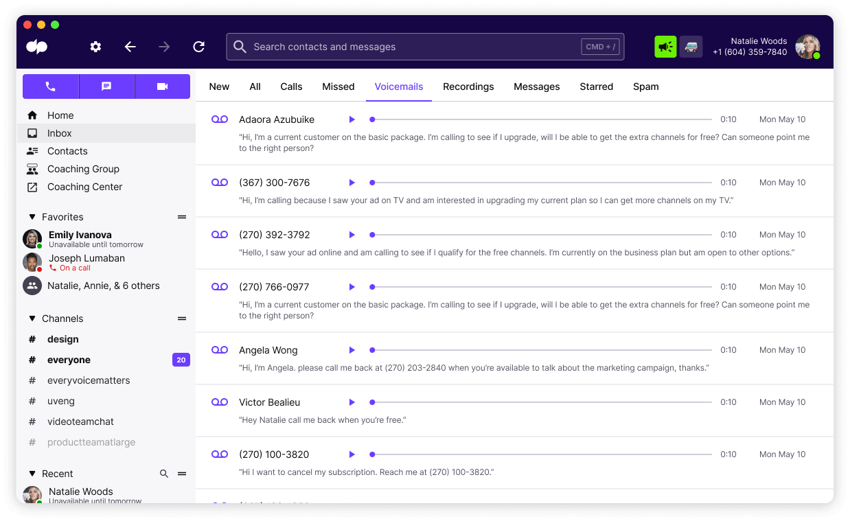 VoIP with visual voicemail