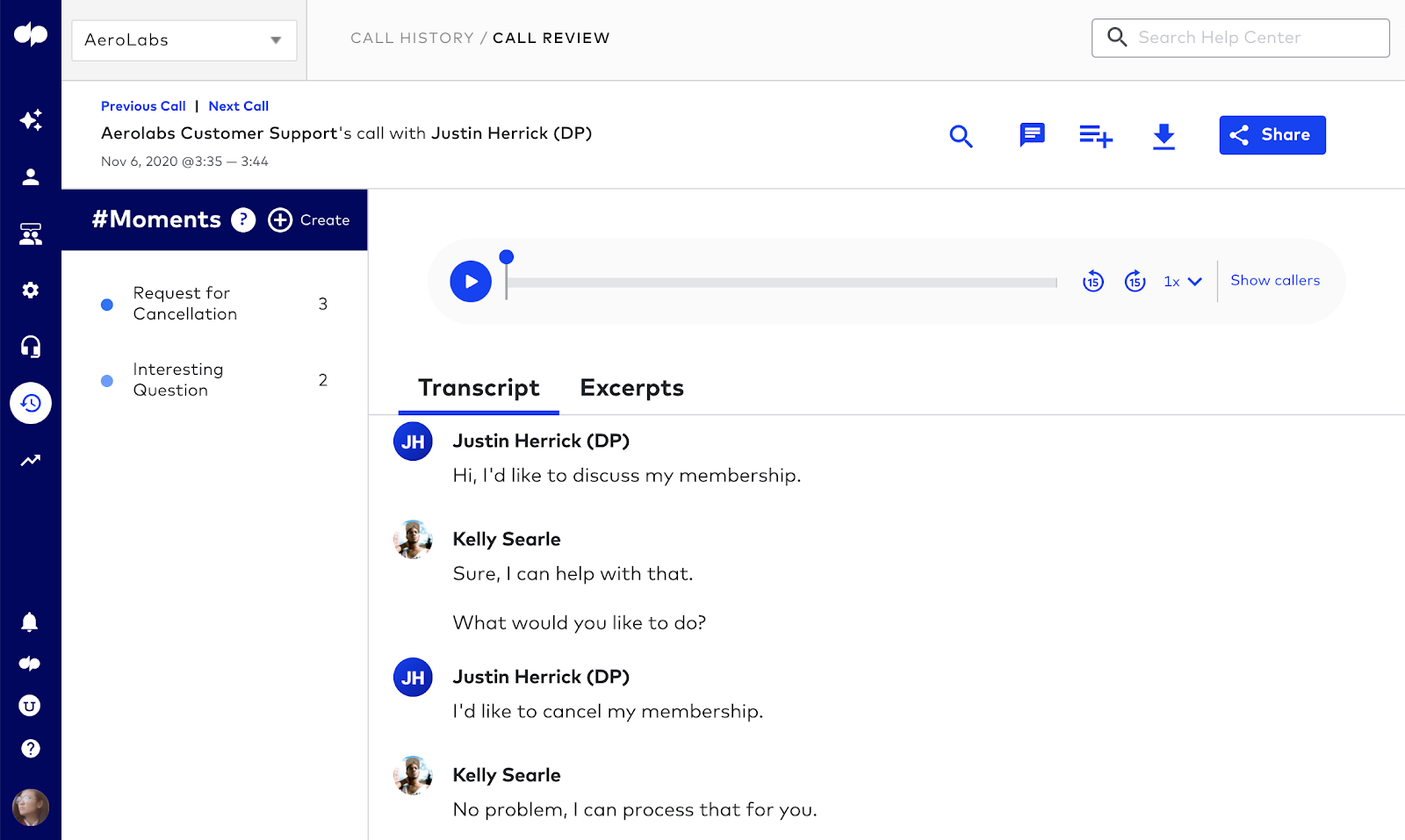Call center live coaching screenshot 3