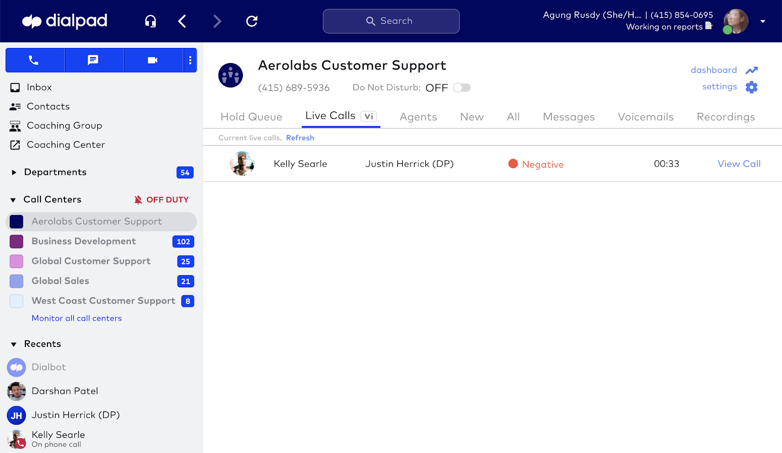 Call center live coaching screenshot 5