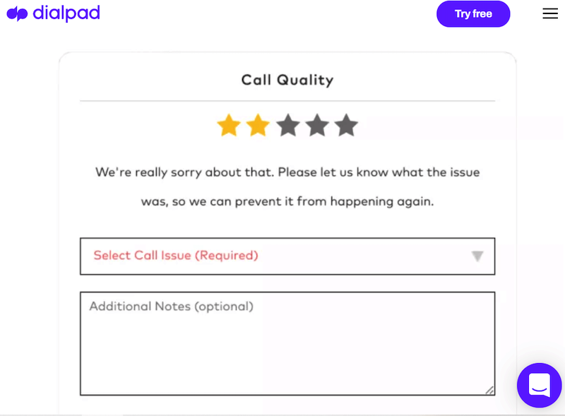 call quality reporting in dialpad